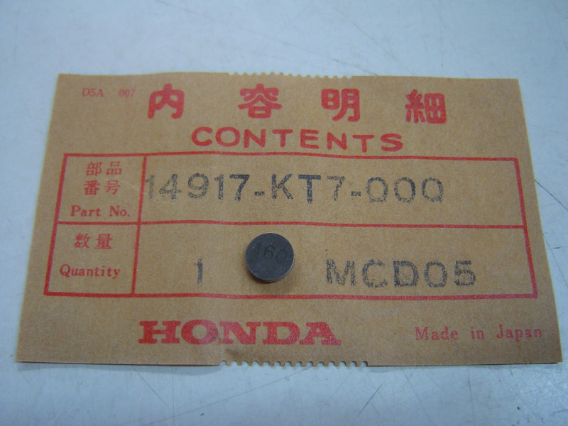 Pastille Soupape Honda 7.48mm 1.60mm Réf. 14917KT7000