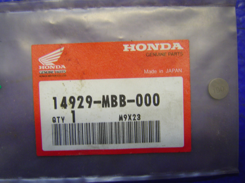 Pastille Soupape Honda 9.48mm 1.90mm - Réf 14929MBB000