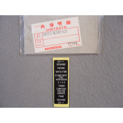 Étiquette Fusible Honda NS400RG 1985 - Réf. 38215KM9621