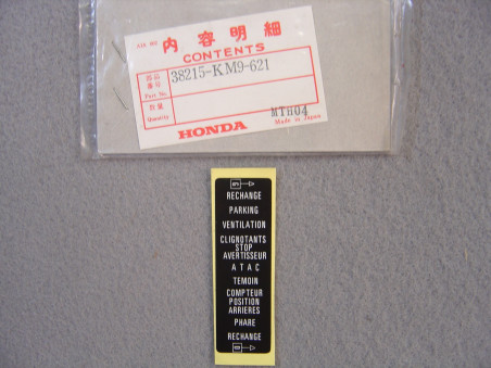 Étiquette Fusible Honda NS400RG 1985 - Réf. 38215KM9621