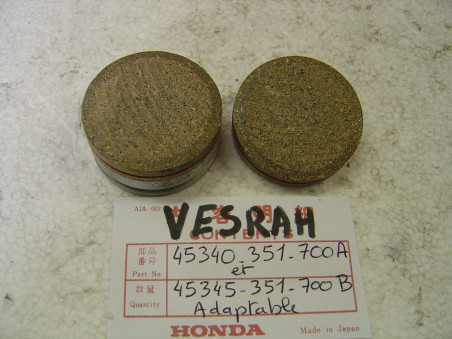 Jeu Plaquettes Frein Avant Honda Adaptable | Réf. 45340351700A