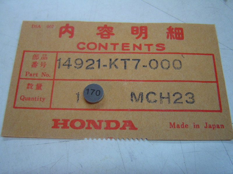 Pastille soupape Honda 7.48mm 1.70mm - Réf. 14921KT7000