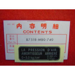 Autocollant sécurité amortisseur AR Honda VF750 VF1000 | 87518MB0740