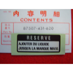 Autocollant sécurité liquide refroidissement Honda – Réf. 87507431620