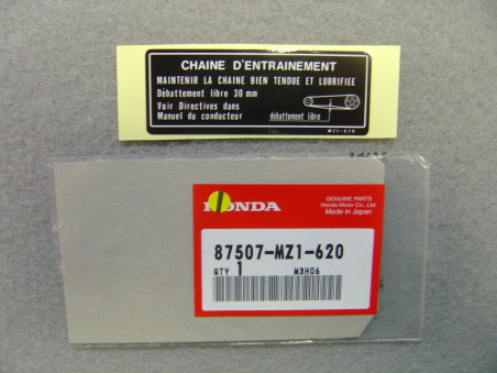 Étiquette sécurité chaîne Honda – Réf. 87507MZ1620