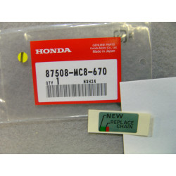 Étiquette sécurité chaîne Honda NX250 XL125V – Réf. 87508MC8670