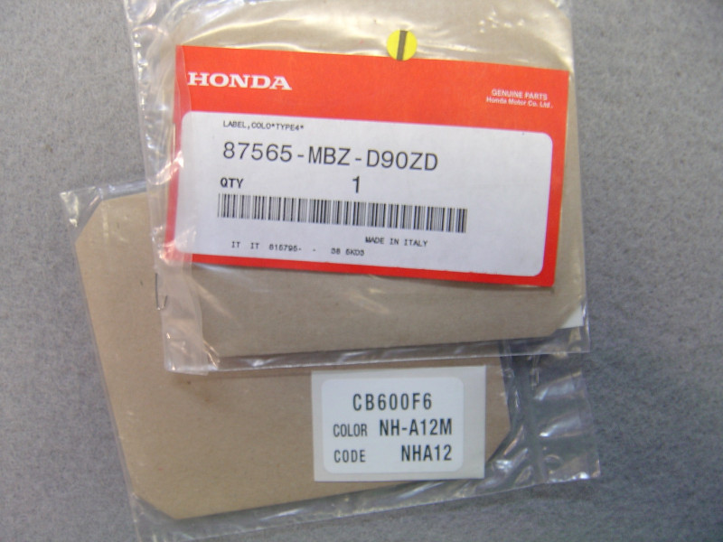 Étiquette couleur Honda CB600F Hornet 06 pb341 - Réf. 87565MBZD90ZD
