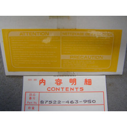 Autocollant sécurité pare-brise Honda GL1100 CBR VFR | 87522463950
