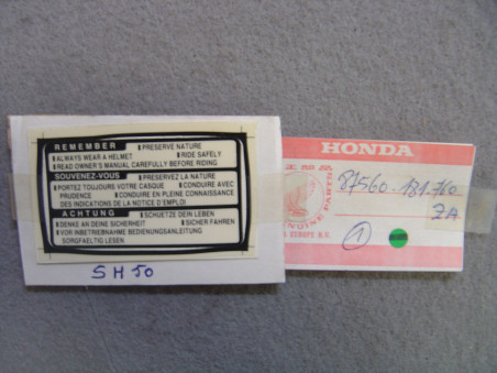 Autocollant Sécurité Honda NSR50 93-95 | Réf. 87560181760