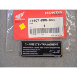 Étiquette chaîne d'entraînement Honda 87507KBG880