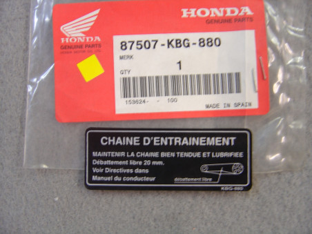 Étiquette chaîne d'entraînement Honda 87507KBG880