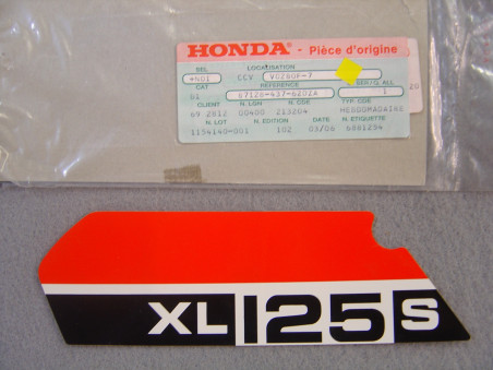 Autocollant décor filtre à air Honda XL125SZ 1979 – Réf. 87128437620ZA