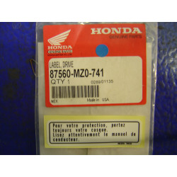 Autocollant Sécurité Type2 Honda – Réf. 87560MZ0741