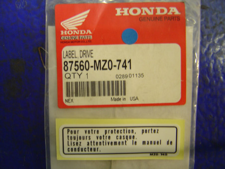 Autocollant Sécurité Type2 Honda – Réf. 87560MZ0741