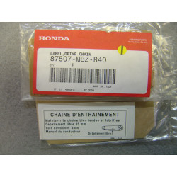 Étiquette sécurité chaîne Honda CB600F Hornet - 87507MBZR40