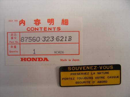 Autocollant étiquette sécurité réservoir Honda – Réf. 87560323621B