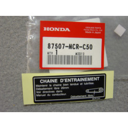 Étiquette Sécurité Chaîne Honda CBF125M - Réf. 87507MCRC50