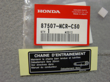 Étiquette Sécurité Chaîne Honda CBF125M - Réf. 87507MCRC50