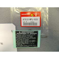 Étiquette sécurité Honda CBR600 CBR1000 08-09 | 87512MFL620