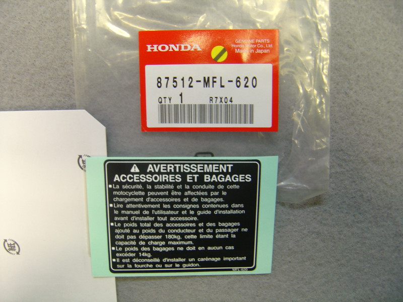 Étiquette sécurité Honda CBR600 CBR1000 08-09 | 87512MFL620