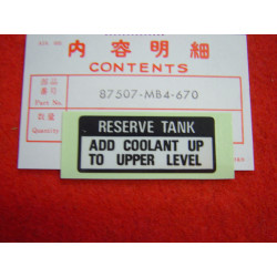 Autocollant Sécurité Liquide Refroidissement Honda 87507MB4670