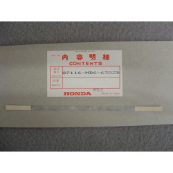 Décor autocollant (B) Honda VF1000FF 85 – Réf. 87116MB6630ZB