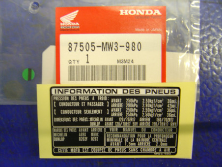 Autocollant Sécurité Honda CB750F2 Sevenfifty 94-01 | 87505MW3980