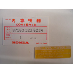 Autocollant sécurité réservoir Honda – Réf. 87560323621A