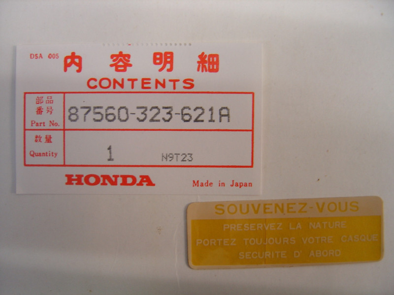 Autocollant sécurité réservoir Honda – Réf. 87560323621A