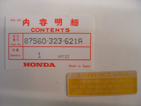 Autocollant sécurité réservoir Honda – Réf. 87560323621A
