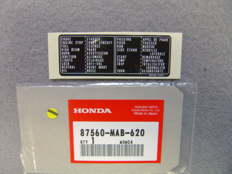 Étiquette de traduction Honda 87560MAB620 – CA125 GL1500