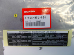 Étiquette de sécurité Honda CBR1000R 08-09 | Réf. 87505MFL620
