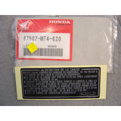Étiquette avertissement chaîne Honda VFR750F | Réf. 87507MT4620