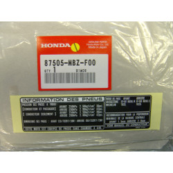 Étiquette sécurité pneus Honda CB600F Hornet 00-01 | 87505MBZF00