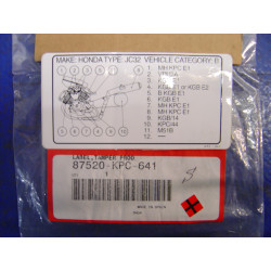Autocollant sécurité Honda XL125V 2003 – Réf. 87520-KPC-641