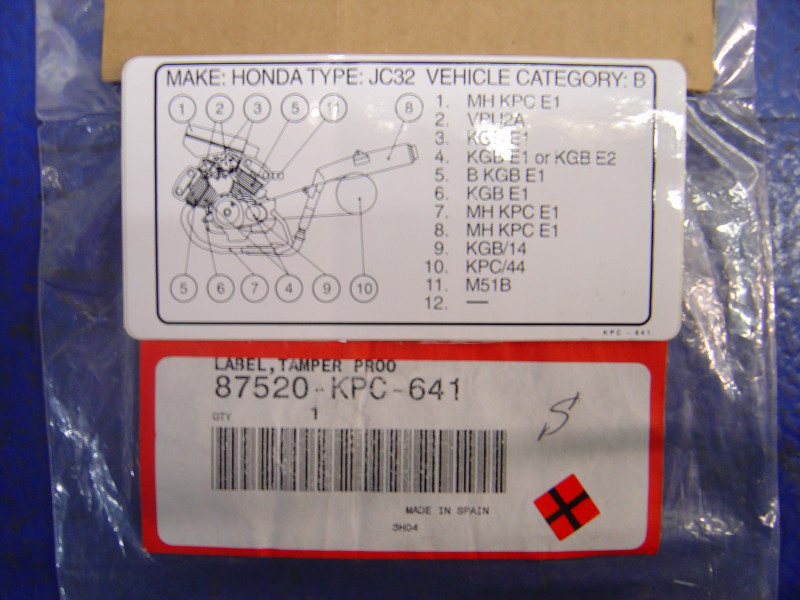 Autocollant sécurité Honda XL125V 2003 – Réf. 87520-KPC-641