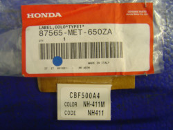 Autocollant Sécurité Honda CB500FA 2004 Type1 | Réf. 87565MET650ZA