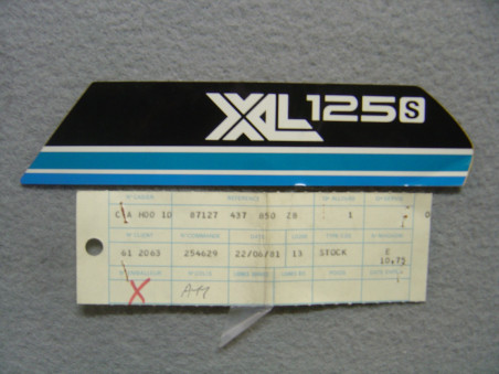 Décor autocollant cache latéral droit Honda XL125SA 80 type 2