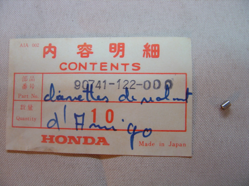 Pion d'indexage D3x4 vilebrequin Honda - Réf. 90741122000