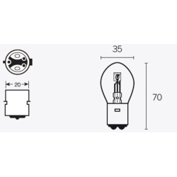 Ampoule  B35 12V/35/35W culot BA20D