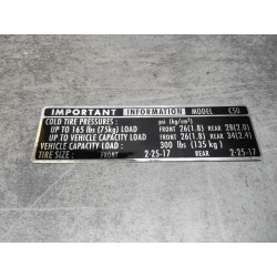 Autocollant de sécurité pneus C50 HONDA 87505-041-601