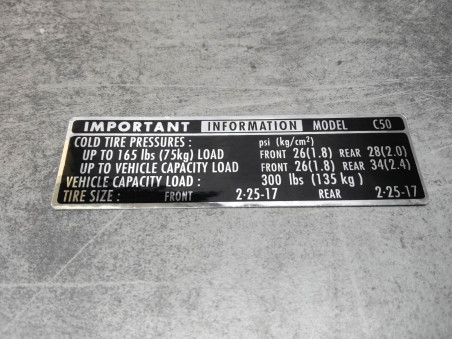 Autocollant de sécurité pneus C50 HONDA 87505-041-601