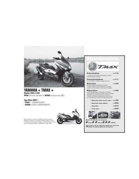 RMT 153.1 YAMAHA XP500 T-MAX (2008 à 2009) et HONDA XL700 V TRANSALP 2008 à 2009