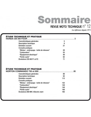 RMT 12 HONDA CB 350 / CB 400 FOUR 1973 à 79 - NORTON COMMANDO 750 / 850 1968/77