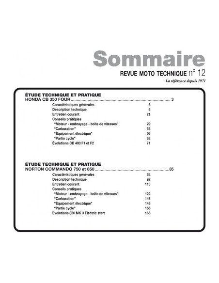 RMT 12 HONDA CB 350 / CB 400 FOUR 1973 à 79 - NORTON COMMANDO 750 / 850 1968/77