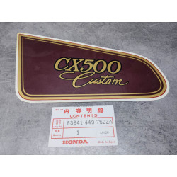 Décor autocollant coté gauche CX500 HONDA 83641-449-750ZA