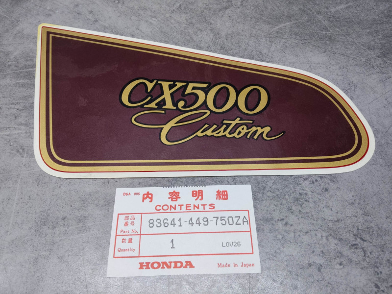 Décor autocollant coté gauche CX500 HONDA 83641-449-750ZA