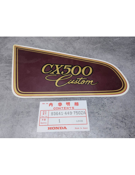 Décor autocollant coté gauche CX500 HONDA 83641-449-750ZA