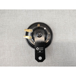 Klaxon moto noir adaptable 6V / 90mm de diamètre