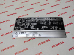Autocollant de sécurité CB500K0 FOUR 1971 HONDA 87507-323-670
